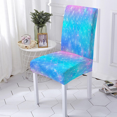 Spandex Stretch Cover Chair Scales Mermaid Scales Moderný kuchynský puzdro na sedadlo Odnímateľný elastický poťah na stoličku pre svadobnú hostinu
