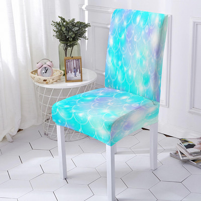 Spandex Stretch Cover Chair Scales Mermaid Scales Moderný kuchynský puzdro na sedadlo Odnímateľný elastický poťah na stoličku pre svadobnú hostinu