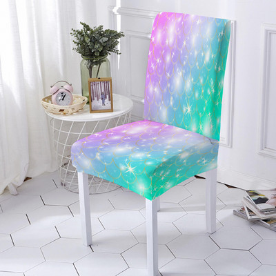 Spandex Stretch Cover Chair Scales Mermaid Scales Moderný kuchynský puzdro na sedadlo Odnímateľný elastický poťah na stoličku pre svadobnú hostinu