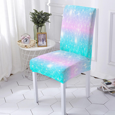 Spandex Stretch Cover Chair Scales Mermaid Scales Moderný kuchynský puzdro na sedadlo Odnímateľný elastický poťah na stoličku pre svadobnú hostinu