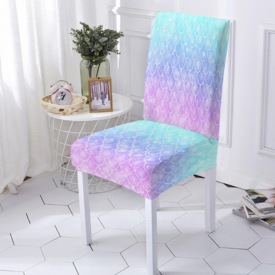 Spandex Stretch Cover Chair Scales Mermaid Scales Moderný kuchynský puzdro na sedadlo Odnímateľný elastický poťah na stoličku pre svadobnú hostinu