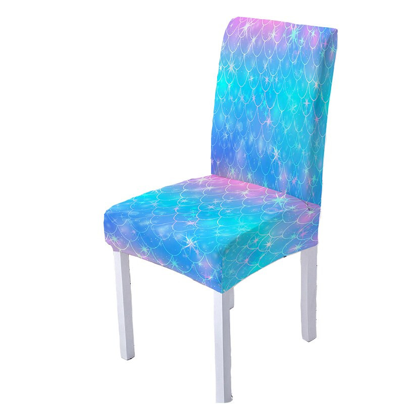 Spandex Stretch Cover Chair Scales Mermaid Scales Moderný kuchynský puzdro na sedadlo Odnímateľný elastický poťah na stoličku pre svadobnú hostinu