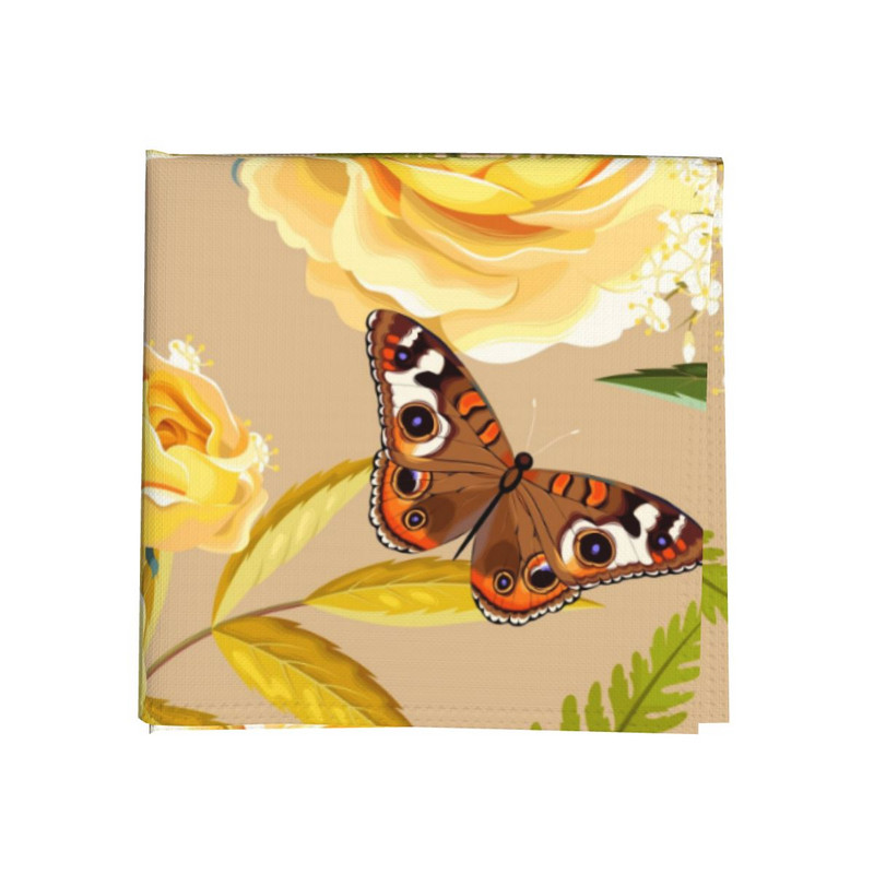 Platnene salvete za stol od 50 cm, kvadratne salvete, leptiri sa žutim cvjetovima, džepni rupčić za vjenčanje, rođendan, kućnu zabavu u hotelu