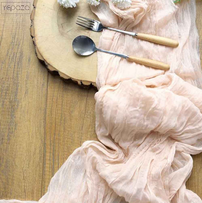 Poklon za vjenčanje od gaze za 8 osoba, traka za stol za zabavu, banner za stol za zabavu, personalizirajte svadbene dekoracije, ružičaste gaze salvete i staze 0,6x5m