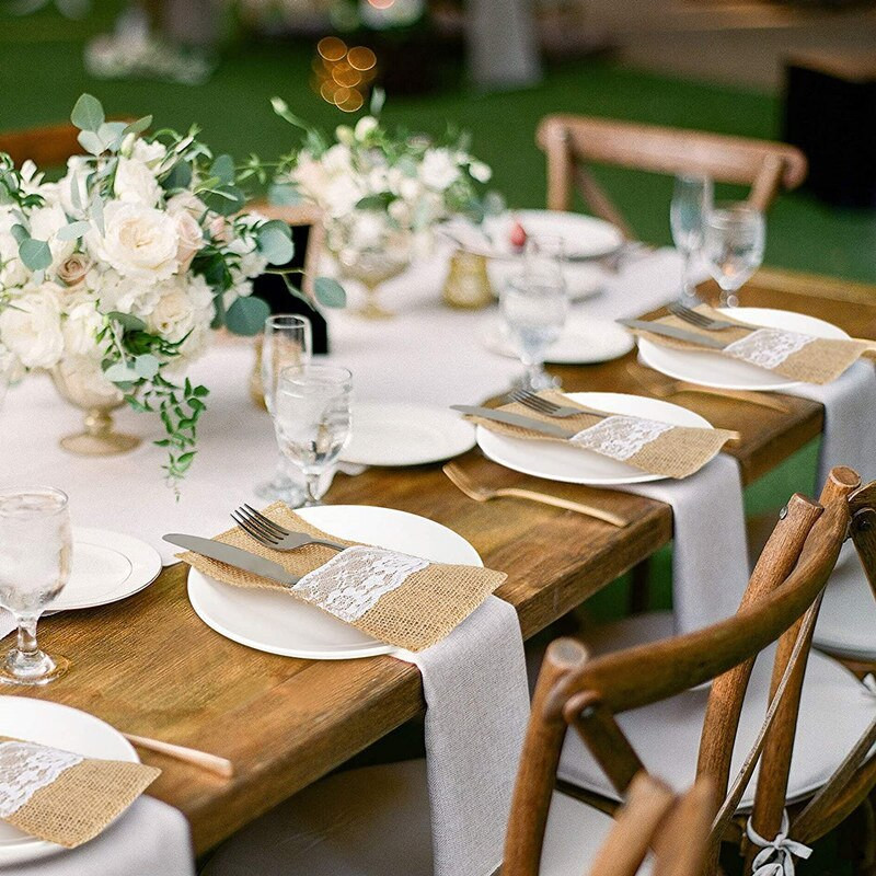 10 buc șervețel de masă tacâmuri linie dantelă decoupage decorare nuntă iuta cuțit furculiță decor servire petrecere cină ziua de naștere artă