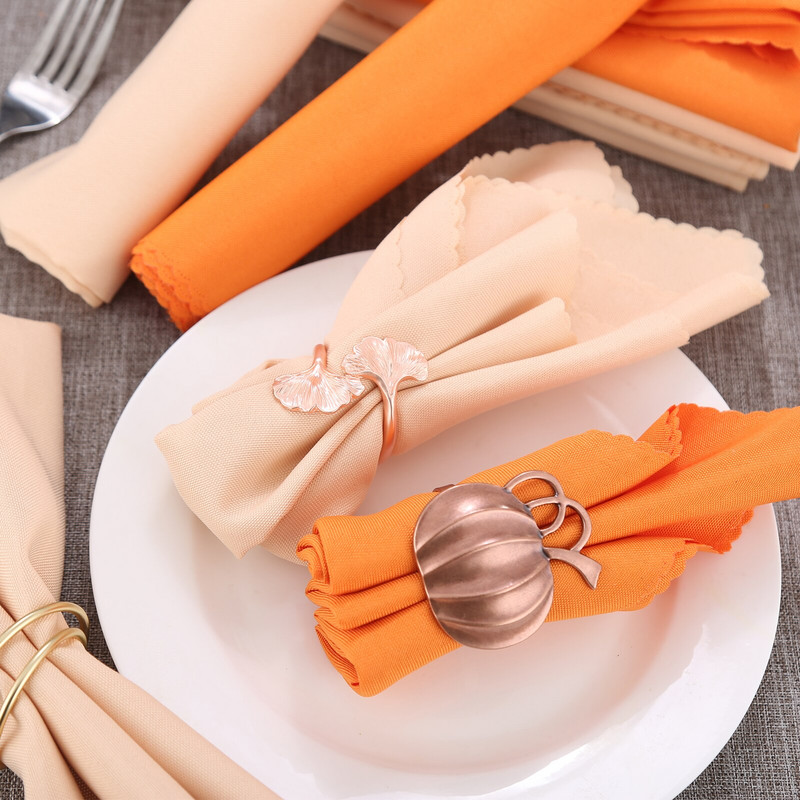 6 ks polyesterových látkových obrúskov, oranžové/šampanské látkové obrúsky, dekorácia stola na svadobný obrad, elegantné párty potreby, odolné