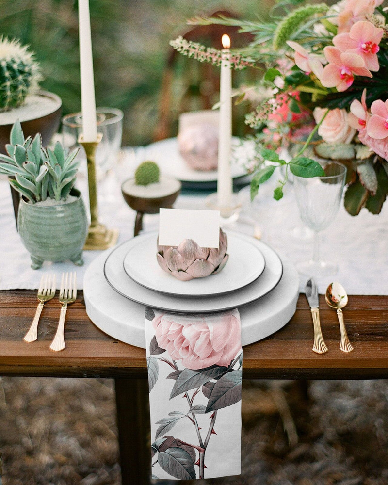 4/6/8 vnt Rožių virtuvės servetėlės Stalo servetėlės Vakarienės servetėlės vestuvių pokylių dekoravimui