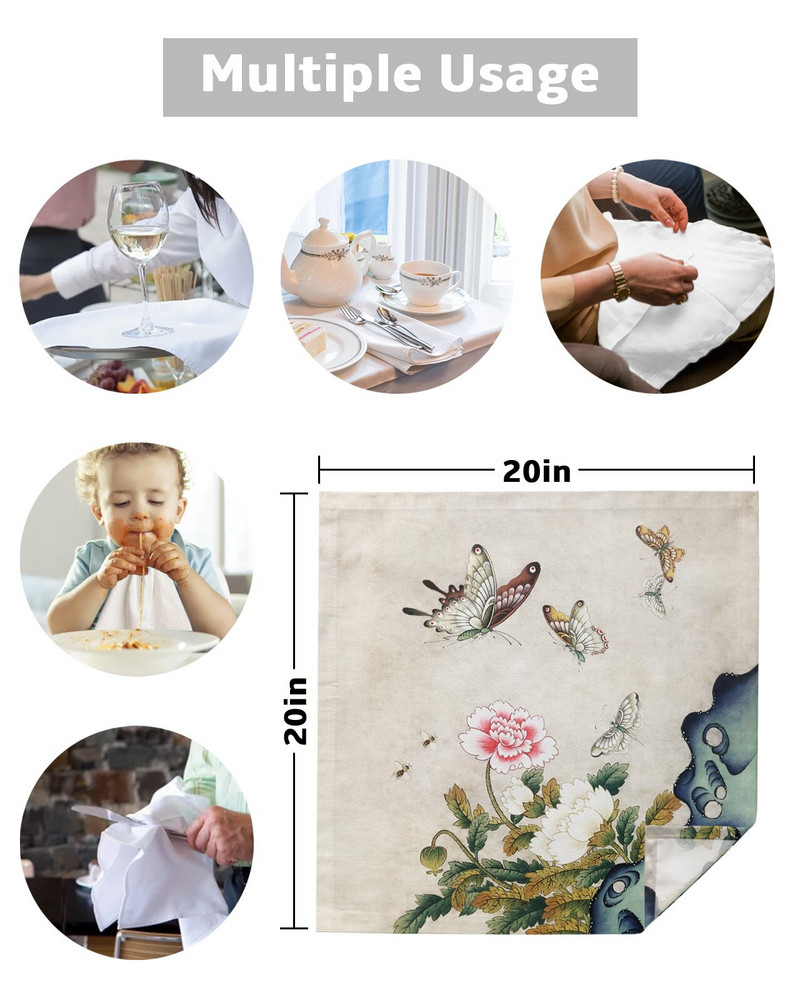 4/6/8buc fluturi și flori șervețele de bucătărie șervețele de masă șervețele de cină pentru nuntă, banchet, petrecere, decorare