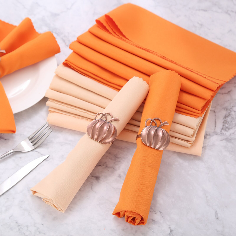 6 ks polyesterových oranžových/šampanských obrúskov, polyesterových látkových obrúskov na svadobný obrad, elegantné párty potreby, stolová dekorácia