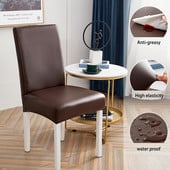 1/2/4/6 vienetų vientisos spalvos PU odinis kėdės užvalkalas restorano biuro atlošo kėdės užvalkalas vandeniui atsparus sėdynės užvalkalas