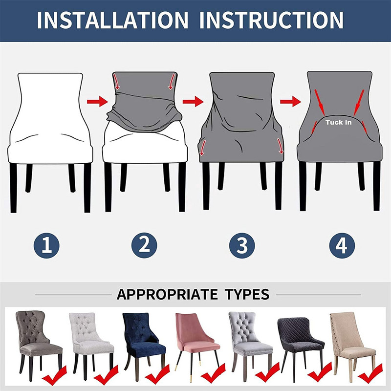 Jaquard rastezljive Wingback navlake za stolice Navlake za višekratnu upotrebu Navlake za stolice za kuhinju Zaštitne navlake za blagovaonicu