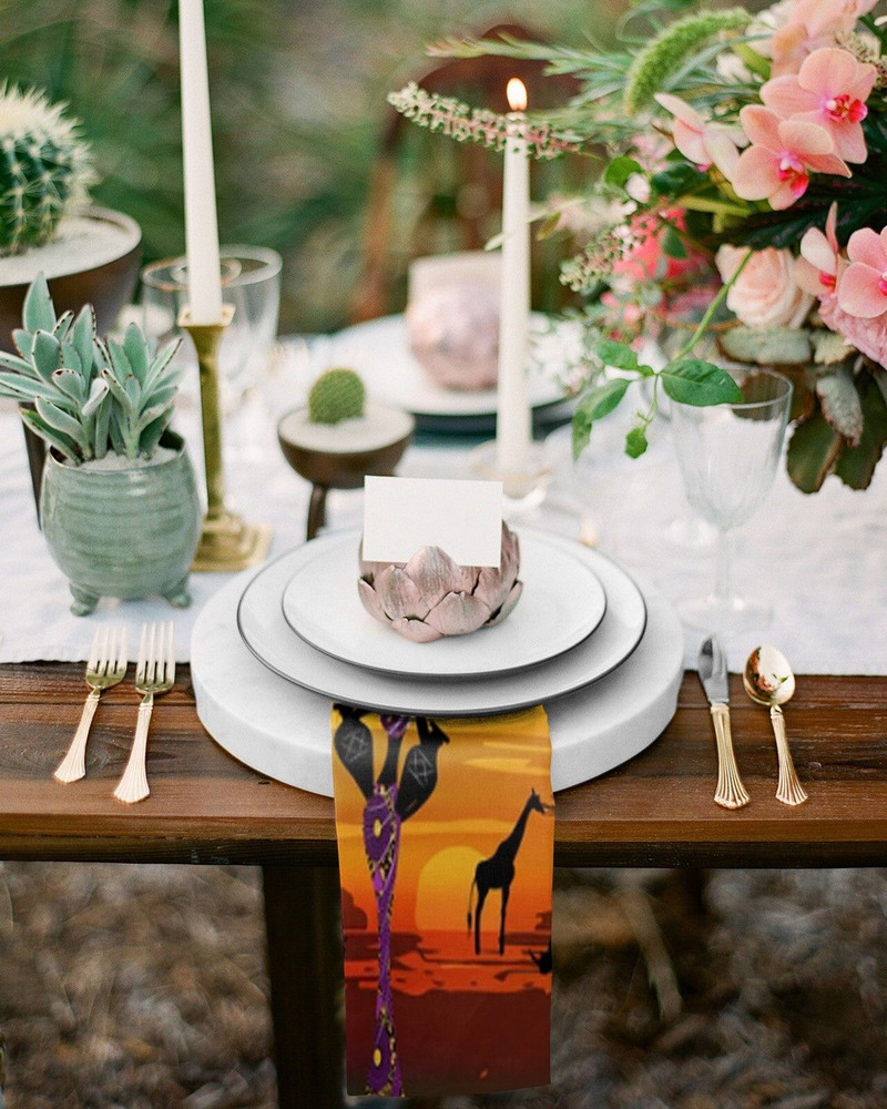 4/6/8 ks Západ slnka Krajina lesa Kuchynské obrúsky Stolové obrúsky Večerné obrúsky na svadobnú hostinu Párty Dekorácia