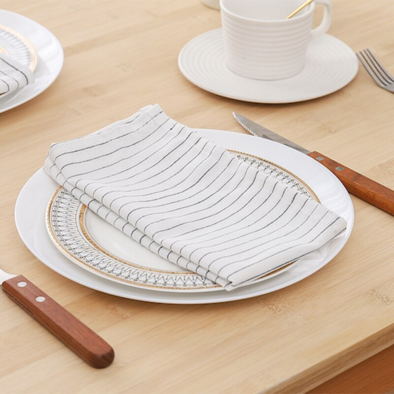 Rubne salvete za vjenčanje koje se mogu prati za veleprodaju 100% pamuk četvrtasti božićni stolnjak Ručno izrađena prugasta ubrusa za restorane