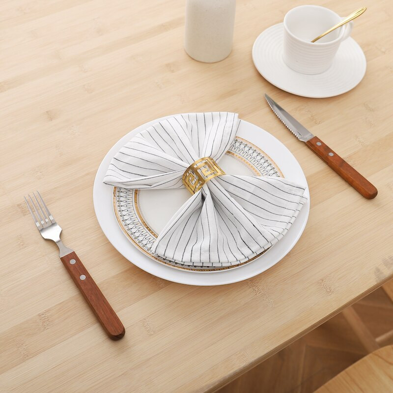 Rubne salvete za vjenčanje koje se mogu prati za veleprodaju 100% pamuk četvrtasti božićni stolnjak Ručno izrađena prugasta ubrusa za restorane