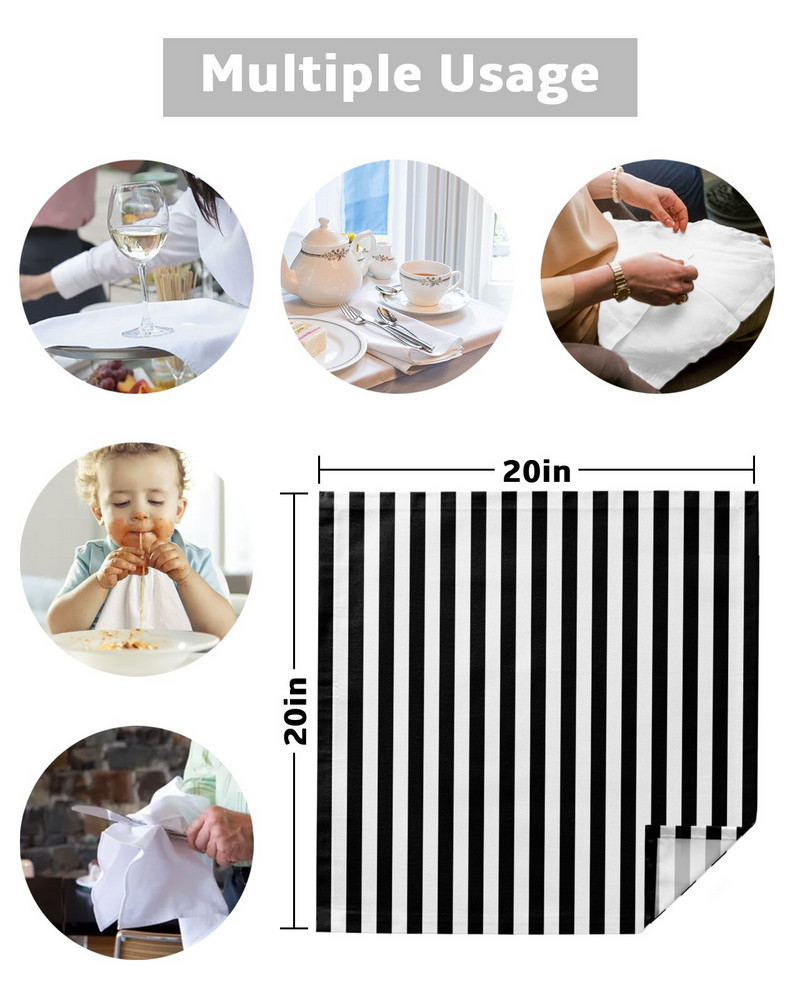 4/6/8 buc șervețele de bucătărie cu dungi alb-negru șervețele de masă șervețele de cină pentru decorarea petrecerii de nuntă, banchet