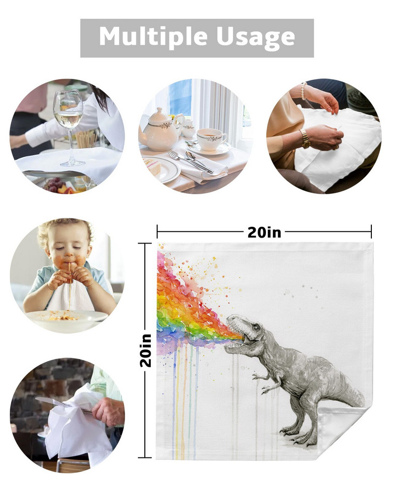4/6/8 ks dinosaurov dúhové kuchynské obrúsky, stolové obrúsky, večerné obrúsky na svadobnú hostinu, párty dekoráciu