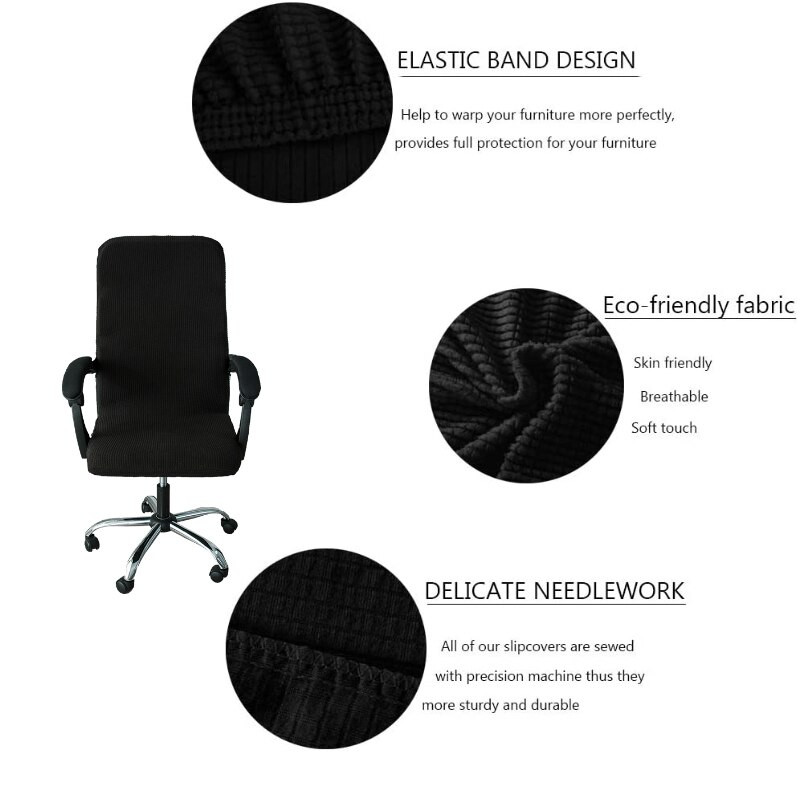 Didelio tempimo spandex biuro kėdžių užvalkalai, atsparūs vandeniui kompiuterio sėdynės kėdės užvalkalai Nuimami užvalkalai biuro sėdynių kėdėms