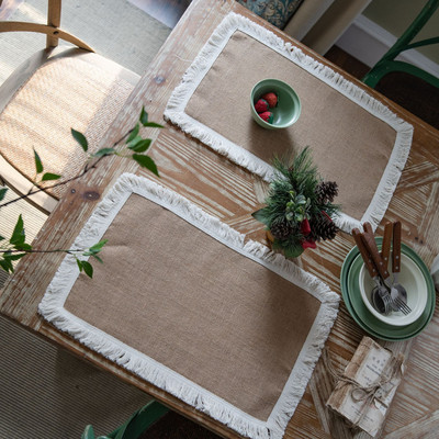 vászonszalvéták pamut bojt szőnyeg szőtt étterem kávézó téglalap vászontál szőnyeg kávéscsésze szőnyeg vacsoraasztal dekoráció