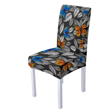 3D калъфка за стол с пеперуда за декорация на трапезария Калъфки за столове с дигитален печат спандекс за декорация на хола за парти 1 бр.