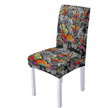 3D калъфка за стол с пеперуда за декорация на трапезария Калъфки за столове с дигитален печат спандекс за декорация на хола за парти 1 бр.