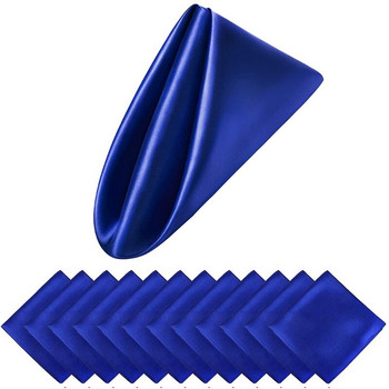 12τμχ 50cm Επιτραπέζιες χαρτοπετσέτες Πανί τετράγωνο Σατέν Υφασμάτινο Μαντήλι τσέπης για χαρτοπετσέτα