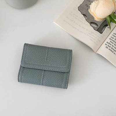 Portofel de dama din piele uni cu sloturi pentru carduri