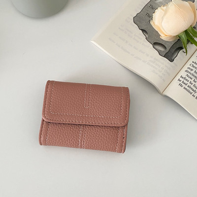 Portofel de dama din piele uni cu sloturi pentru carduri