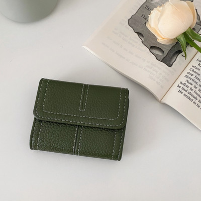 Portofel de dama din piele uni cu sloturi pentru carduri