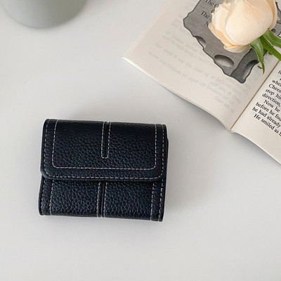 Portofel de dama din piele uni cu sloturi pentru carduri