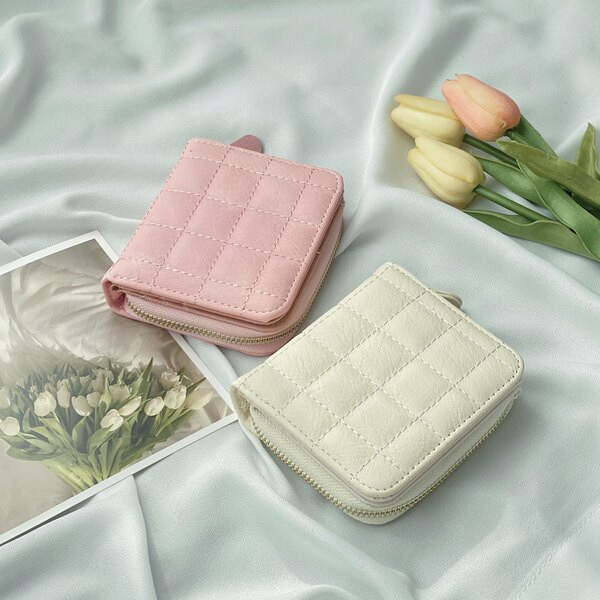 Portofel mic de dama din piele cu buzunar pentru monede