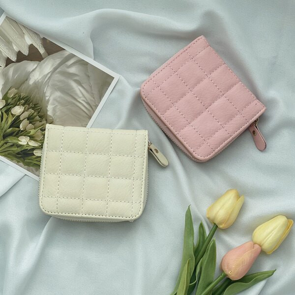 Portofel mic de dama din piele cu buzunar pentru monede