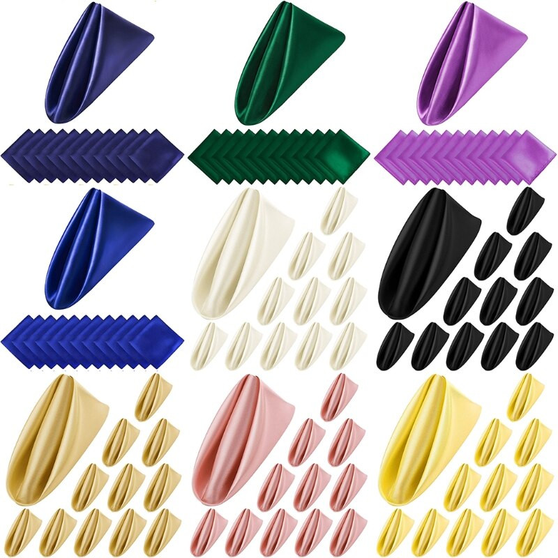 X6HD 12vnt 50cm stalinės servetėlės Audiniai kvadratiniai satino audiniai servetėlės kišeninė nosinė vestuvių gimtadieniui namuose vakarėlio viešbutis