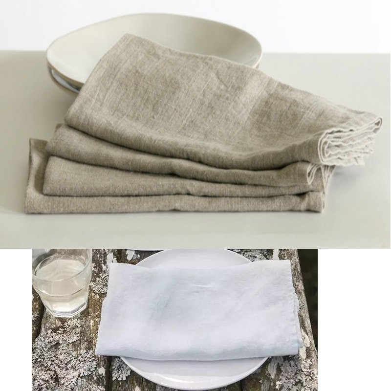 2 ks/sada 100% čisté ľanové obrúsky na stôl, domáce vintage ľanové obrúsky, čajové utierky, kávové utierky, dekorácia stola 48*48 cm