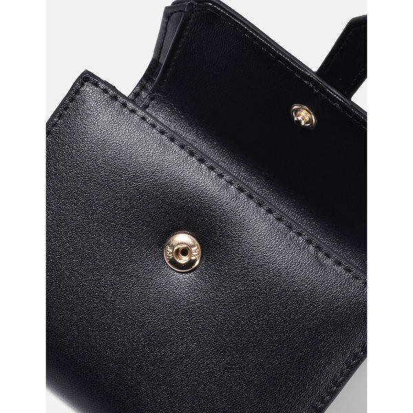 Portofel de dama din piele cu carouri metalice