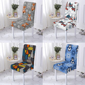 Husă elastică pentru scaun de mese de Crăciun Fericit Husă pentru scaune din spandex Husă pentru scaune elastice pentru nuntă, hotel, banchet, decorare acasă