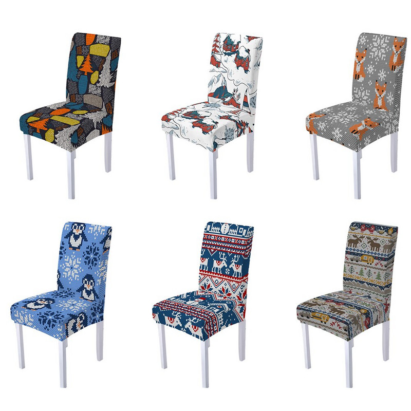 Husă elastică pentru scaun de mese de Crăciun Fericit Husă pentru scaune din spandex Husă pentru scaune elastice pentru nuntă, hotel, banchet, decorare acasă