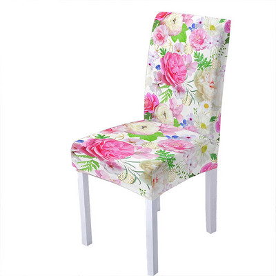 Huse pentru scaune din spandex cu imprimeu de flori de trandafiri pentru sufragerie, scaune de vara, cu spatar inalt pentru sufragerie, petrecere, nunta, decorare