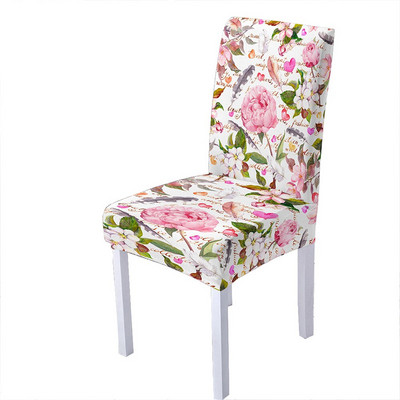 Huse pentru scaune din spandex cu imprimeu de flori de trandafiri pentru sufragerie, scaune de vara, cu spatar inalt pentru sufragerie, petrecere, nunta, decorare