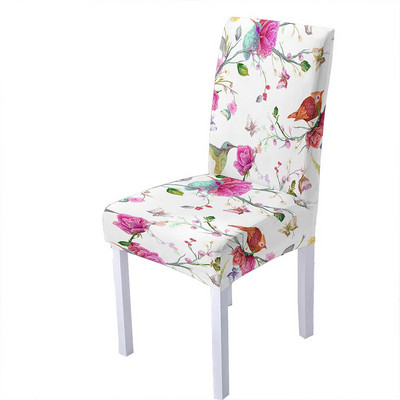 Huse pentru scaune din spandex cu imprimeu de flori de trandafiri pentru sufragerie, scaune de vara, cu spatar inalt pentru sufragerie, petrecere, nunta, decorare