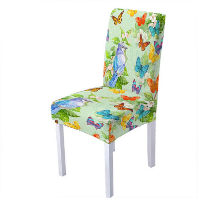 Huse pentru scaune din spandex cu imprimeu de flori de trandafiri pentru sufragerie, scaune de vara, cu spatar inalt pentru sufragerie, petrecere, nunta, decorare