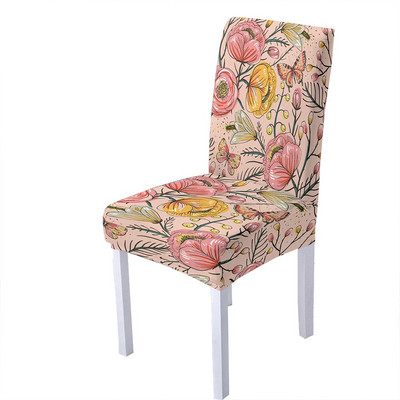 Huse pentru scaune din spandex cu imprimeu de flori de trandafiri pentru sufragerie, scaune de vara, cu spatar inalt pentru sufragerie, petrecere, nunta, decorare