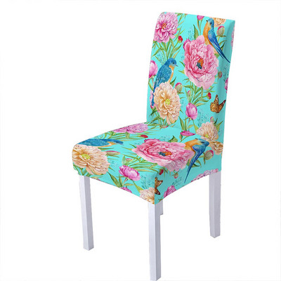 Huse pentru scaune din spandex cu imprimeu de flori de trandafiri pentru sufragerie, scaune de vara, cu spatar inalt pentru sufragerie, petrecere, nunta, decorare