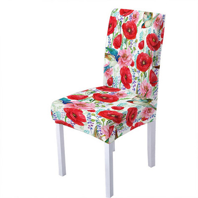 Huse pentru scaune din spandex cu imprimeu de flori de trandafiri pentru sufragerie, scaune de vara, cu spatar inalt pentru sufragerie, petrecere, nunta, decorare