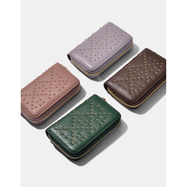 Portofel pentru carduri metalice cu fermoar pentru femei