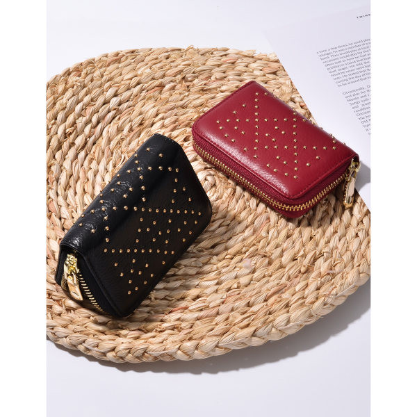 Portofel pentru carduri metalice cu fermoar pentru femei