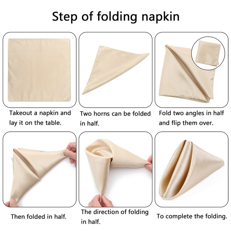 10 buc/lot șervețele de masă pătrate din satin Batistă moale Banchet de nuntă Masă de petrecere Decorare pentru cină Șervețele personalizate 50cmx50cm