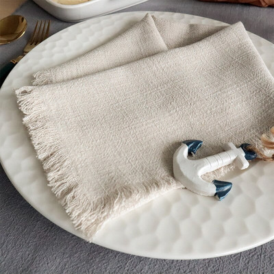 NP014E6 prateľné 6 ks/sada svadobné 45cm * 45cm modré šalviové zelené ružové večerné bavlnené obrúsky so strapcami