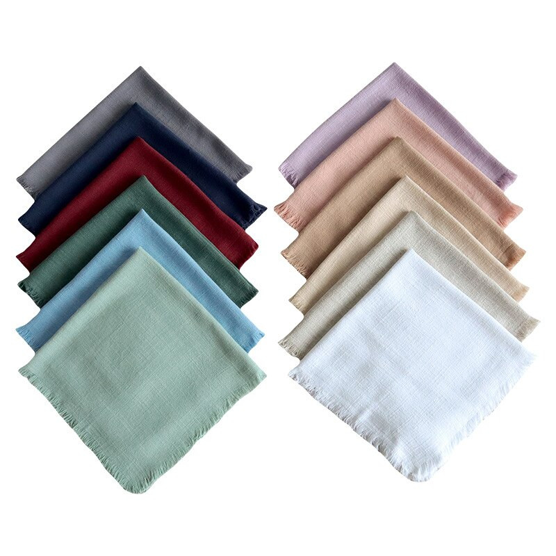 NP014E6 prateľné 6 ks/sada svadobné 45cm * 45cm modré šalviové zelené ružové večerné bavlnené obrúsky so strapcami