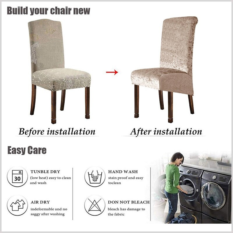 Navlaka za blagovaonsku stolicu s visokim naslonom XL navlaka za kuhinjsku stolicu Elastična rastezljiva navlaka za sjedalo za blagovaonicu Vjenčanje Hotelski banket