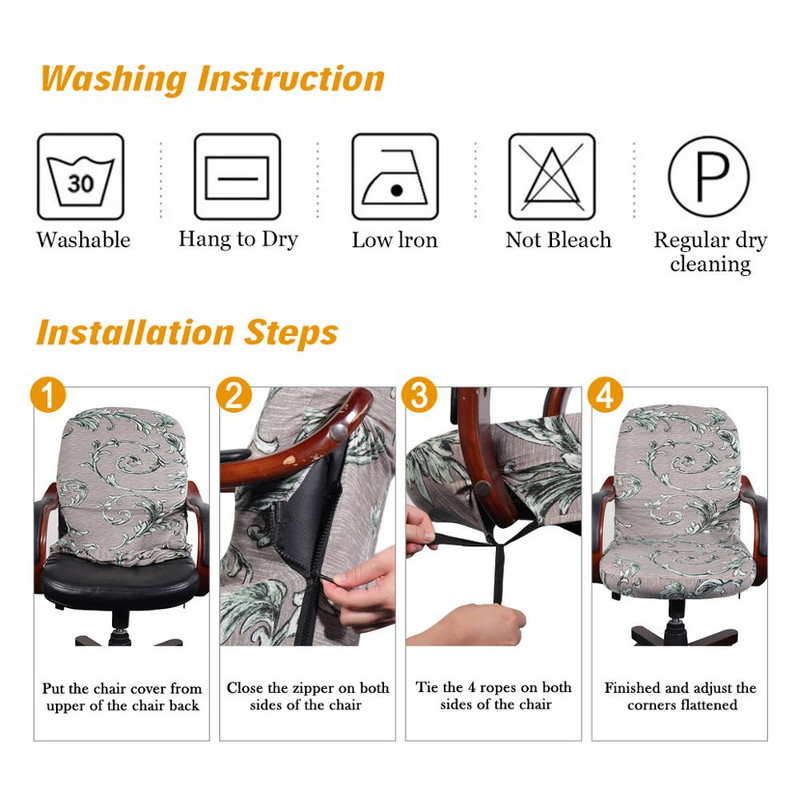 Elastingas biuro pakeliamas kompiuterio kėdės užvalkalas Modernus, nešvarus Boss, besisukantis kėdės sėdynės dėklas Nuimamas užvalkalas Kėdės darbo sėdynė